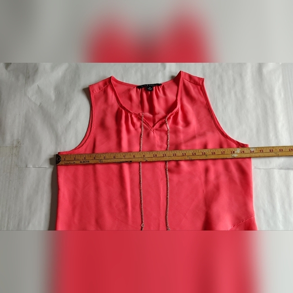 Zac & Rachel Orange Sleeveless Top Size Medium Layered Asymmetrical Chain Detail - Picture 5 of 12